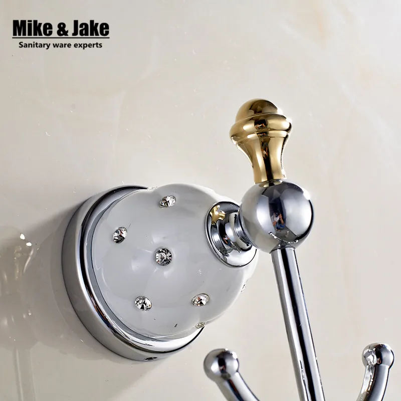 Новый дизайн Хромированный Керамический крючок для халата одежды твердая латунь