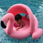 Надувной поплавок в виде фламинго и лебедя для детей 0-3 лет, плавательный круг с солнцезащитным козырьком, безопасное сиденье, водные игрушки для младенцев