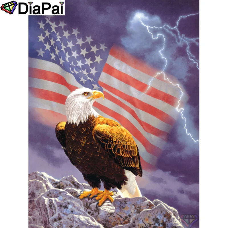 

DIAPAI 5D DIY Diamond Painting 100% Full Square/Round Drill "Animal eagle flag" Diamond Embroidery Cross Stitch 3D Decor A21483