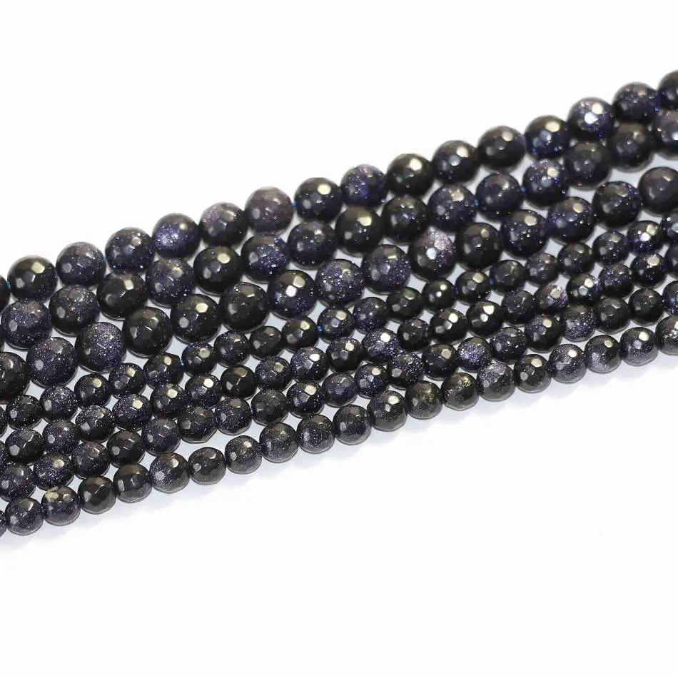 

New trendy blue sand stone 4mm 6mm 8mm 10mm 12mm 14mm faceted round loose beads diy popular Jewelry A07