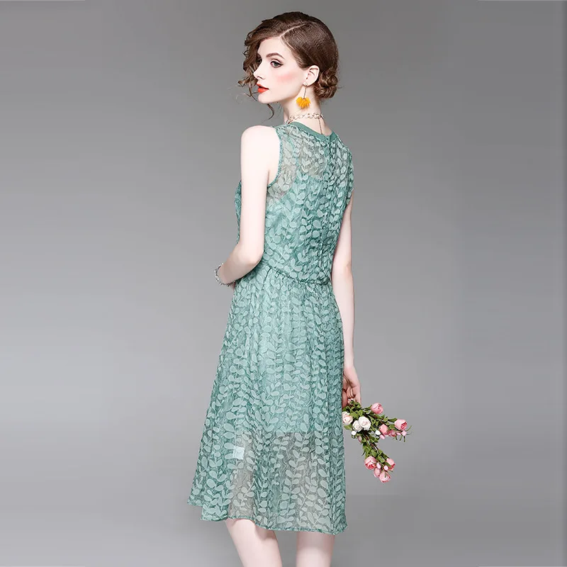 Readit женское платье Лето листьев принтом зеленое и Подкладка модные повседневные