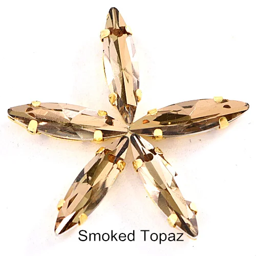 Smoked Topaz 4x15 мм, 50 шт., цветные стразы в виде лошадиных глаз, пришитые на коготь стразы в виде листьев из стекла, пришитые стразы с золотым коготком, свадебное платье B3742 - Цвет: Smoked Topaz
