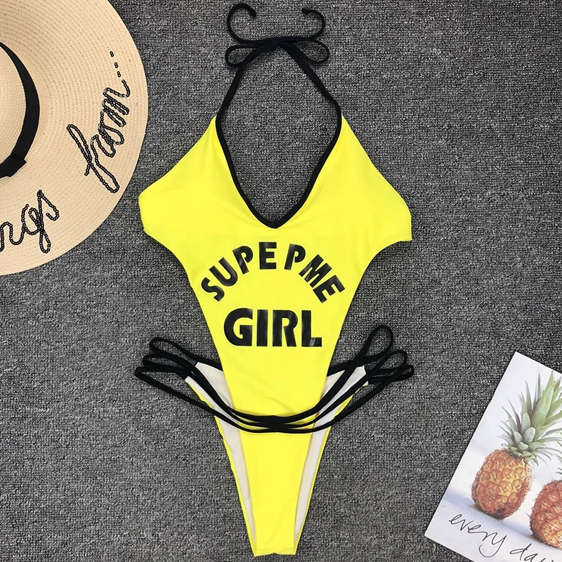 Женский купальник Simplee с высоким вырезом монокини со шнурком и v образным цельное