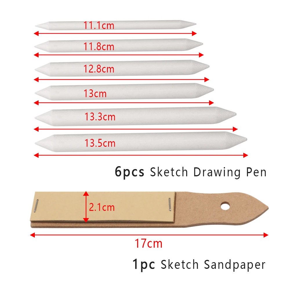 6 шт. эскизная ручка для растушевки карандаши тортильон набросков наждачная