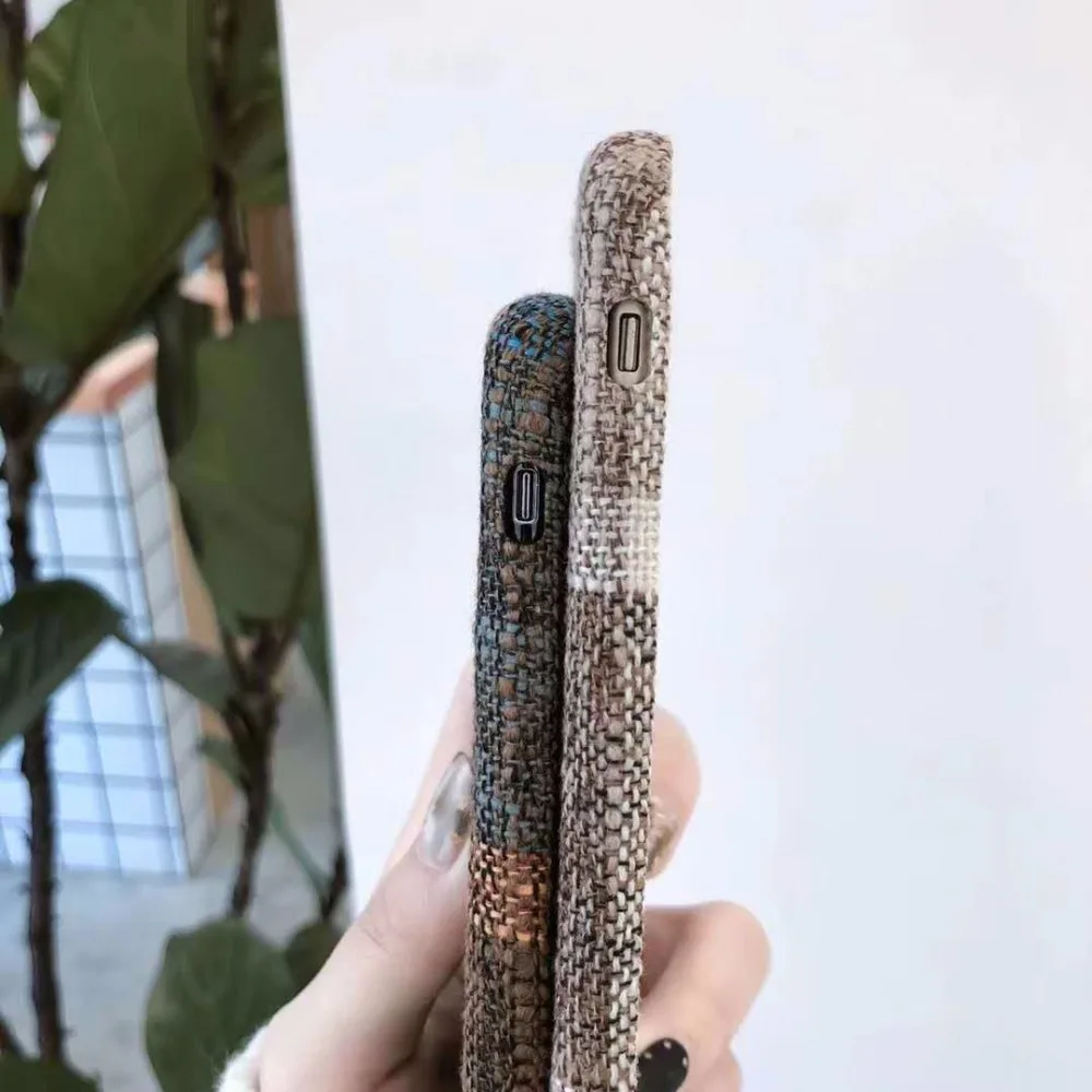 Checker сумка из ткани САППУ для iPhone X 7 плюс 6s 6 8 XR XS MAX зимняя Ткань Ткачество мягкая