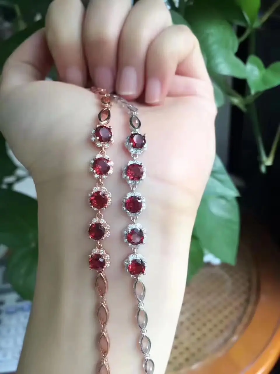 Fidelity natural 5mm Mozambique garnet Bracelets s925 sterling silver Brilliant fine jewelry for women red gemstone | Украшения и
