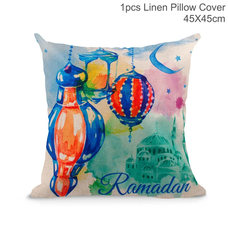 Pillow Cover Счастливый Рамадан Скатерти и Ид Мубарак баннеры-Декорации для вечеринки домашний Ислам украшения на Рамадан крышка воздушные шары Eid Mubarak - Цвет: Pillow Cover