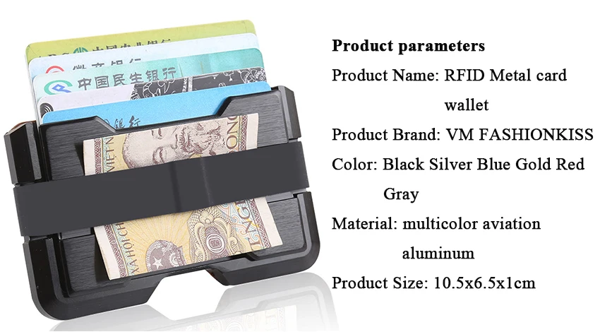 VM модный известный мужской кошелек KISS RFID авиационный алюминиевый тонкий металлический бумажник для карт мини зажим для денег держатель для кредитных карт ID