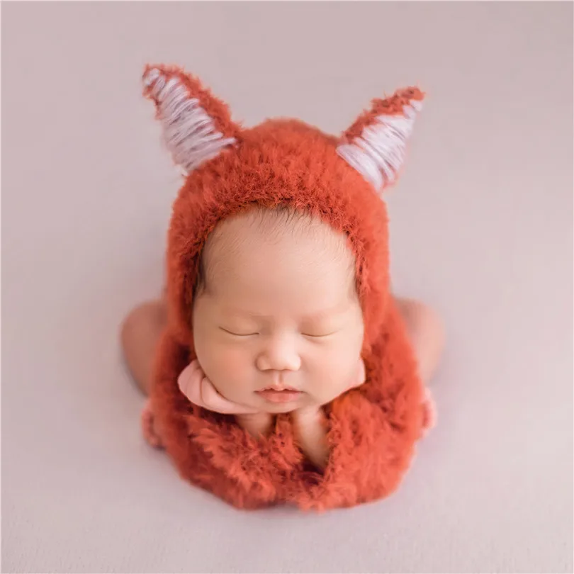 Pink Baby Girl Bear Hat Knitted Fuzzy Newborn Photo Outfit Vintage Romper Set Photogrpahy Overalls Infant Bodysuit | Детская одежда и