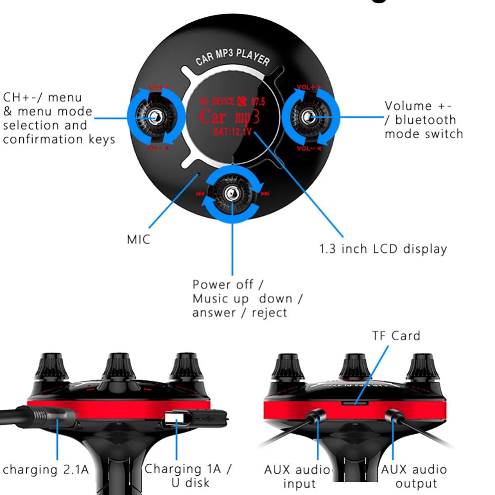 Автомобильный MP3-плеер с Bluetooth 4 0 автомобильный комплект FM-передатчик