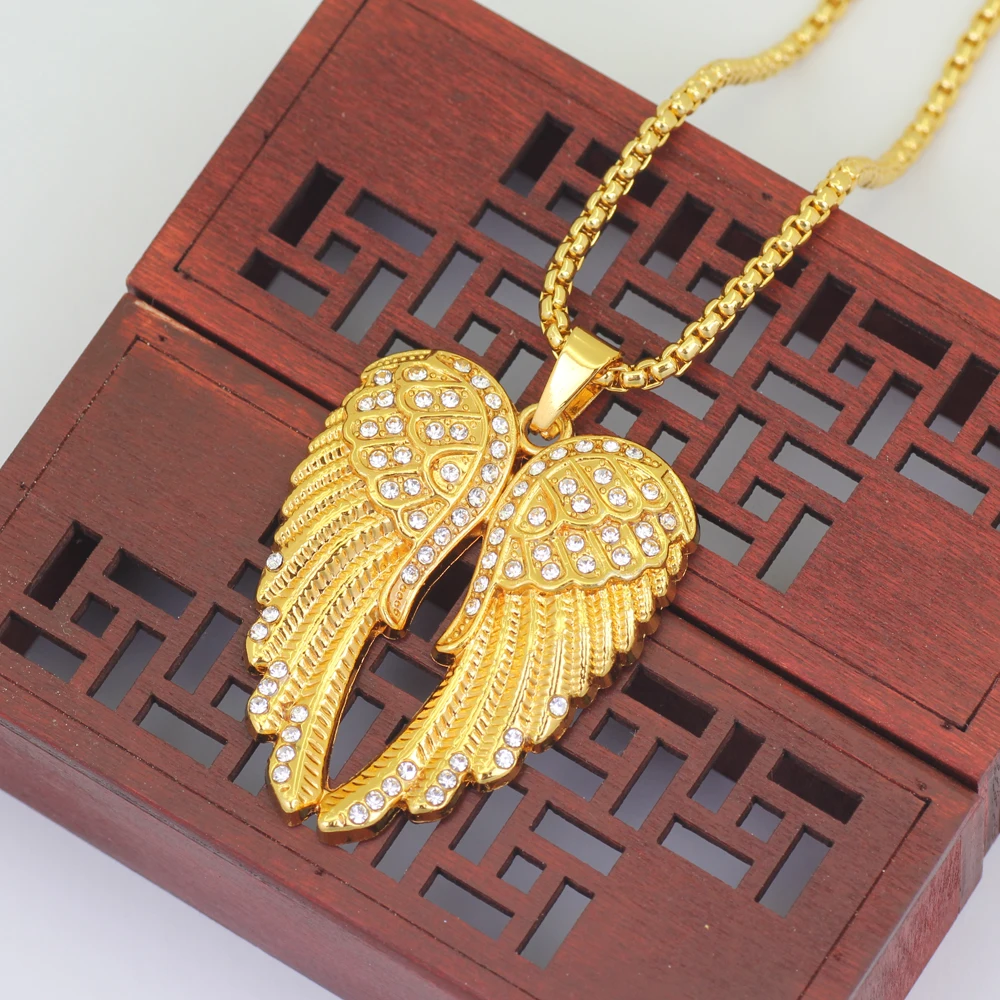New Hip Hop Angel Wings Pendant Necklace Fashion Jewelry 30&quot Length Chain 2018 | Украшения и аксессуары