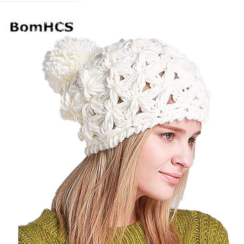 

BomHCS Fashion Simple Handmade Knitted Hat Winter Caps Beanie Hats for Women