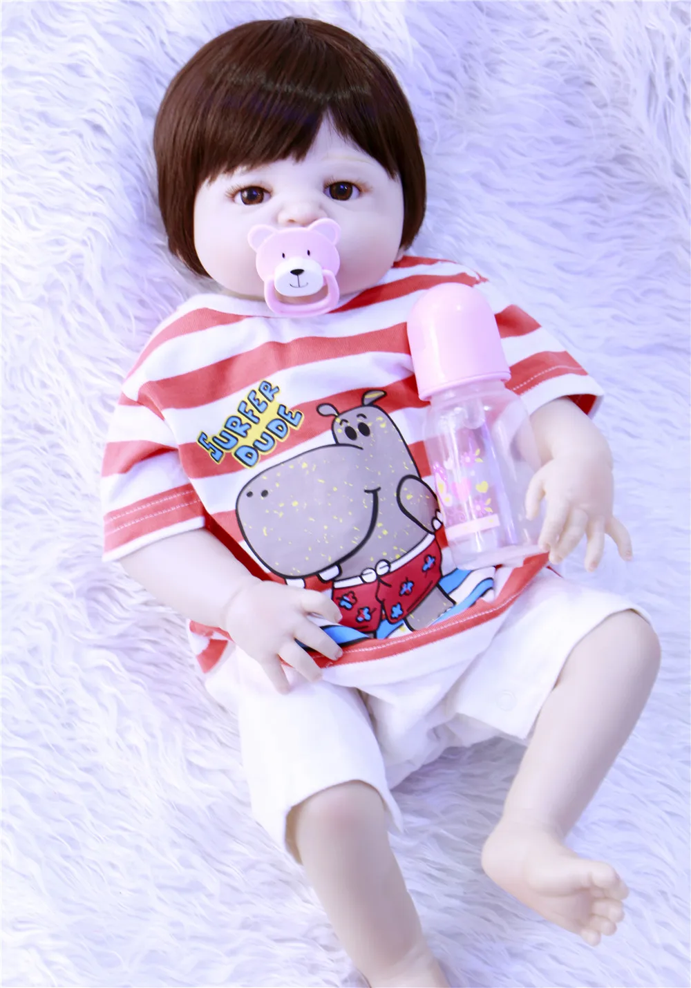 

23inch Full Silicone Reborn Baby Doll Kids Playmate Gift for Girls Baby Alive Soft Toys for Bouquets Doll reborn toys bathe Toys