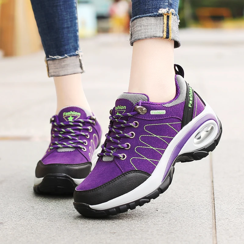 

DR.EAGLE Outdoor Trekking Women hiking shoes sneakers 6 cm Height Increasing Breathable Hiking Boots Camping breathable mountain