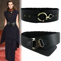 fashion woman super wide waist belt faux leather solid pattern oblique elastic personality ladies girls belts factory hot sale