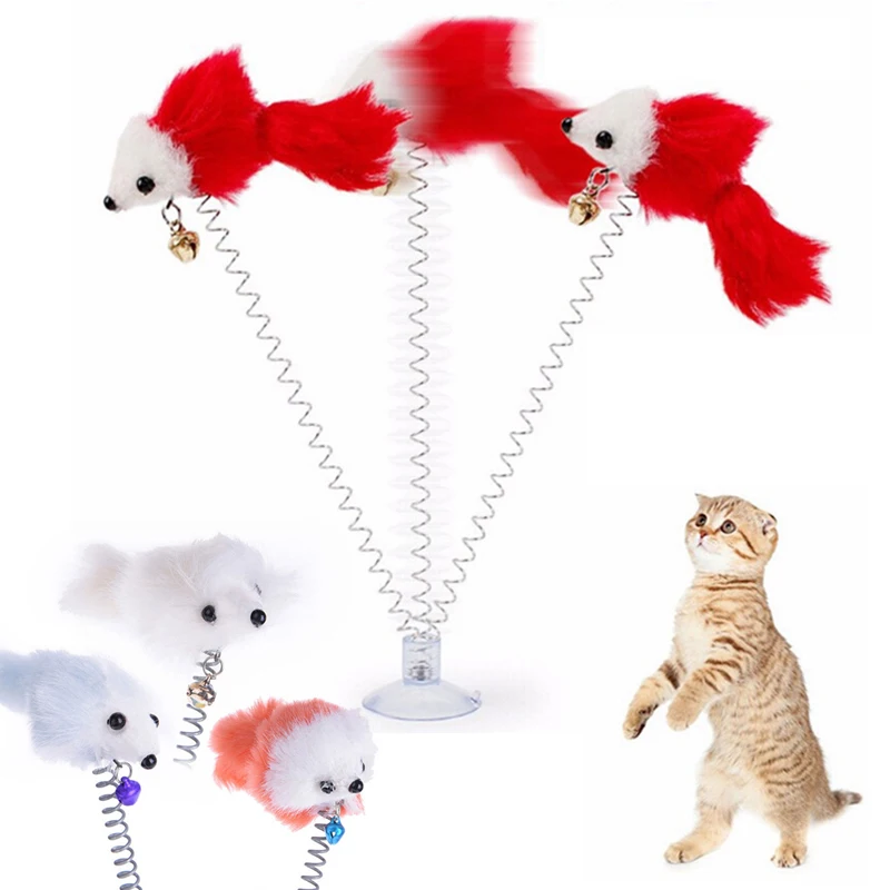 1 шт. Лидер продаж Высокое качество забавные PetToy Cat игрушки присоски Весна плюшевые Мышь Забавный Кот игрушка 20X10 см