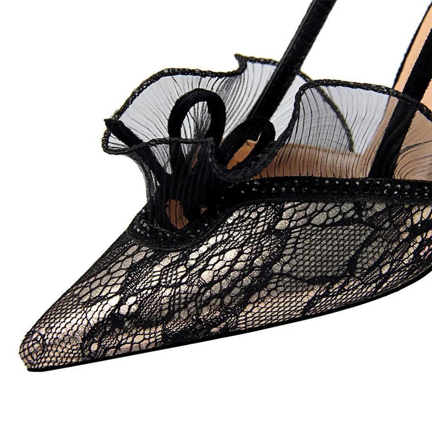 Пикантные кружевные туфли с цветочным принтом на высоком каблуке 5 см/9 см Женские