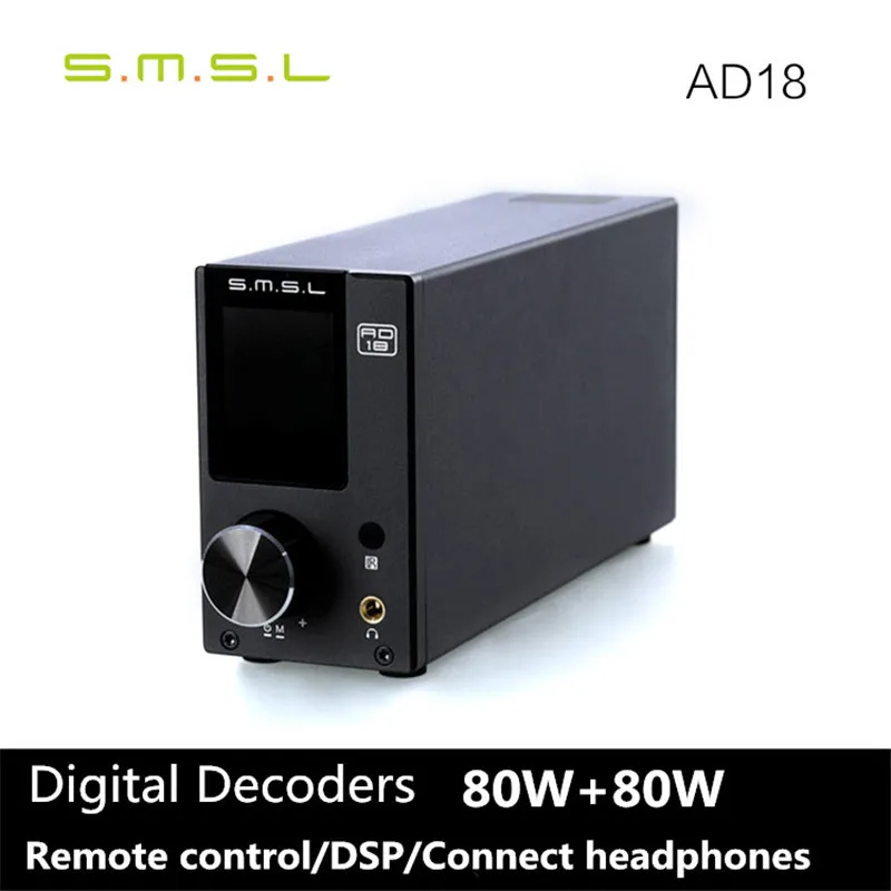 

SMSL AD18 80W*2 DSP HIFI Bluetooth Pure Digital Audio Amplifier Optical/Coaxial USB DAC Decoder With Remote Control