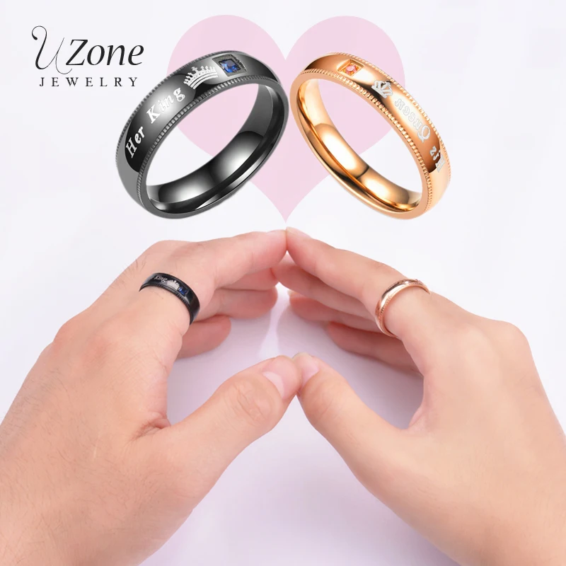 UZone модные парные кольца из нержавеющей стали белая корона ее король его королева