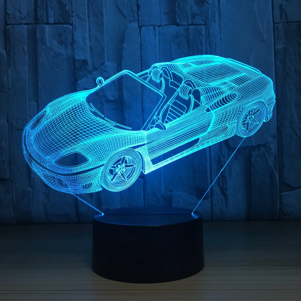 Роскошный супер спортивный автомобиль 7 цветов лампа 3d визуальные Светодиодные