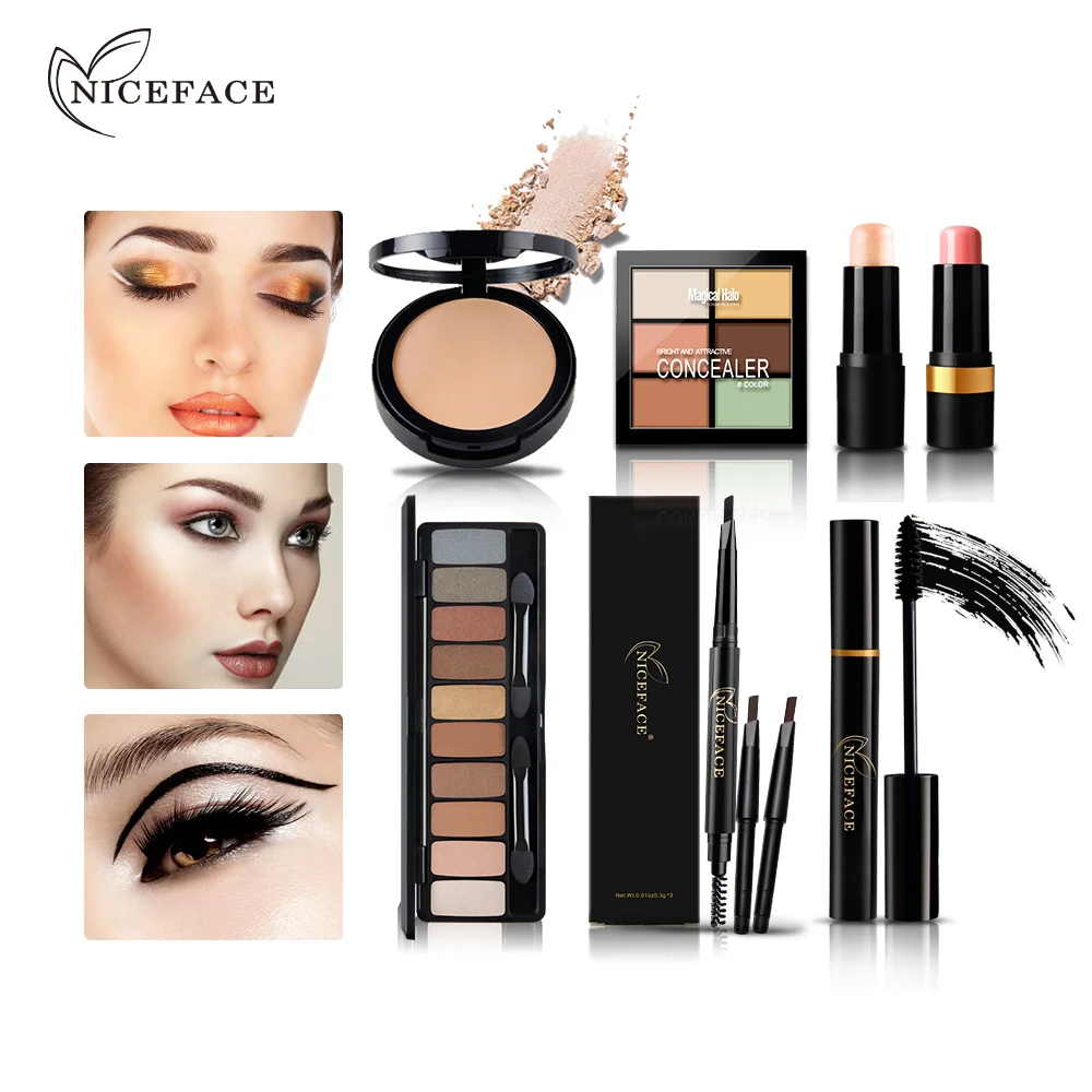 Набор для макияжа NICEFACE кисти карандашей и бровей консилер пудра контур тени век
