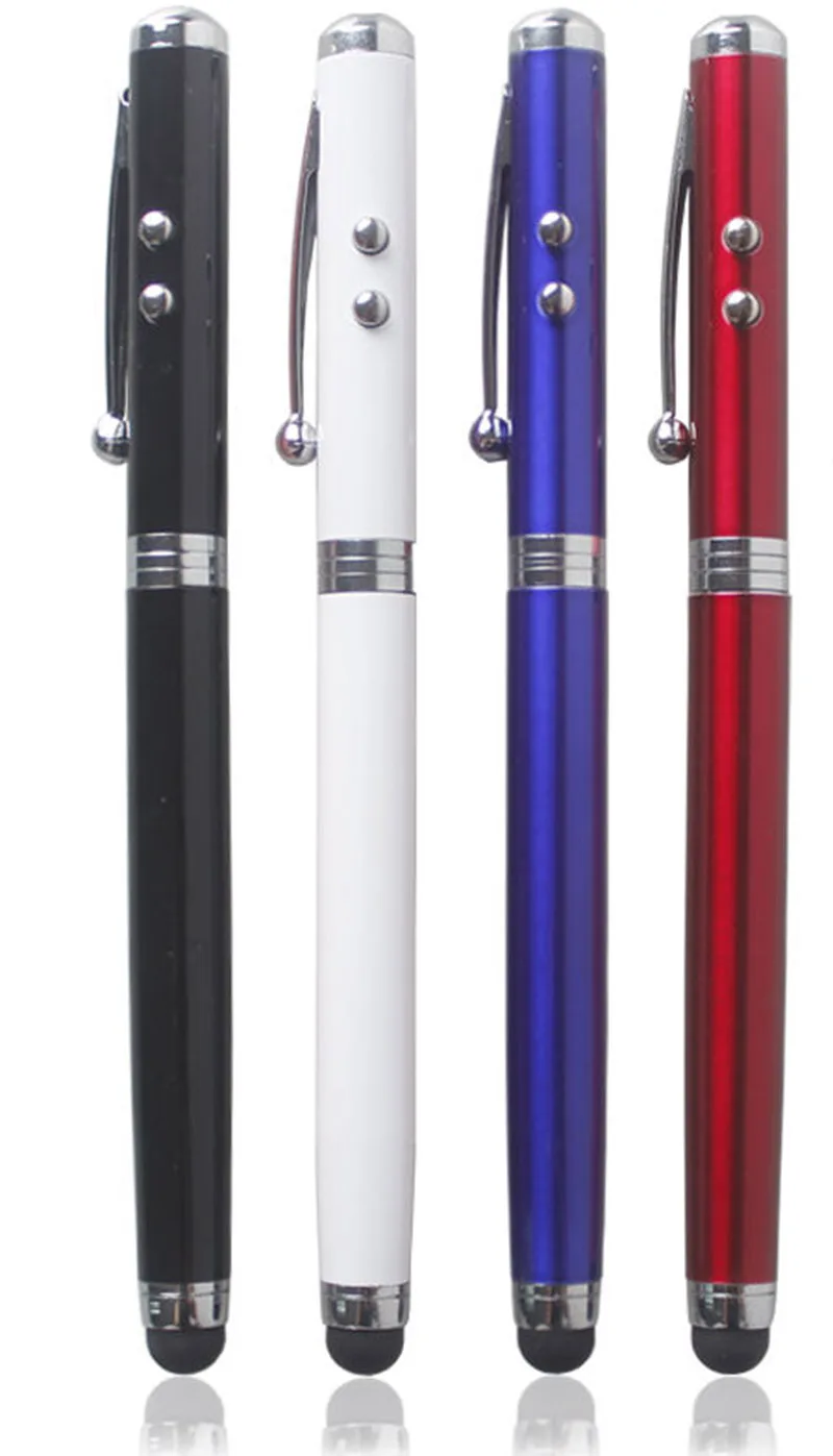 

500Pcs/Lot DHL Free Shipping 4 in 1 Laser Pointer LED Torch Touch Screen Stylus Ball Pen for iPhone/iPad