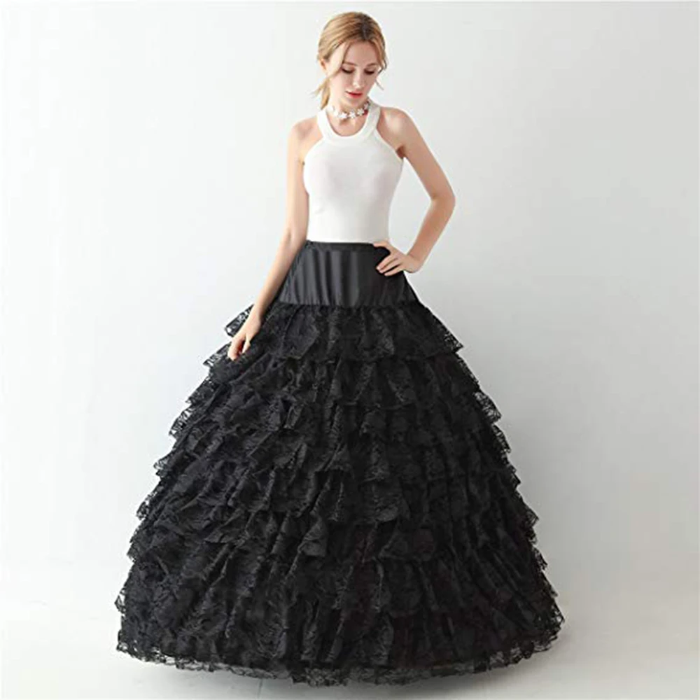Colorful Lace Petticoat Floor Length Long Ball Gown Underskirt Without Hoop 9 Layers Women Crinoline Bridal 2019 | Свадьбы и