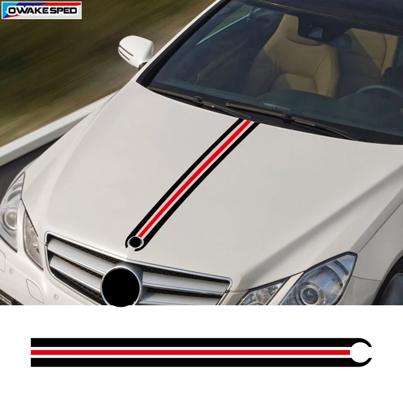 

Racing Stripes Car Hood Stickers Engine Cover Decal Sticker For Mercedes Benz A C W213 W214 CLA45 GLA W176 C117 W204 W205 AMG