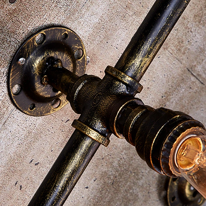 Настенная книжная полка лампы кованая железная водопроводная труба светильник