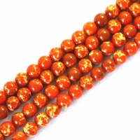 fashion orange emperor stone 6mm 8mm 10mm 12mm round loose beads diy men women trendy jewelry b128