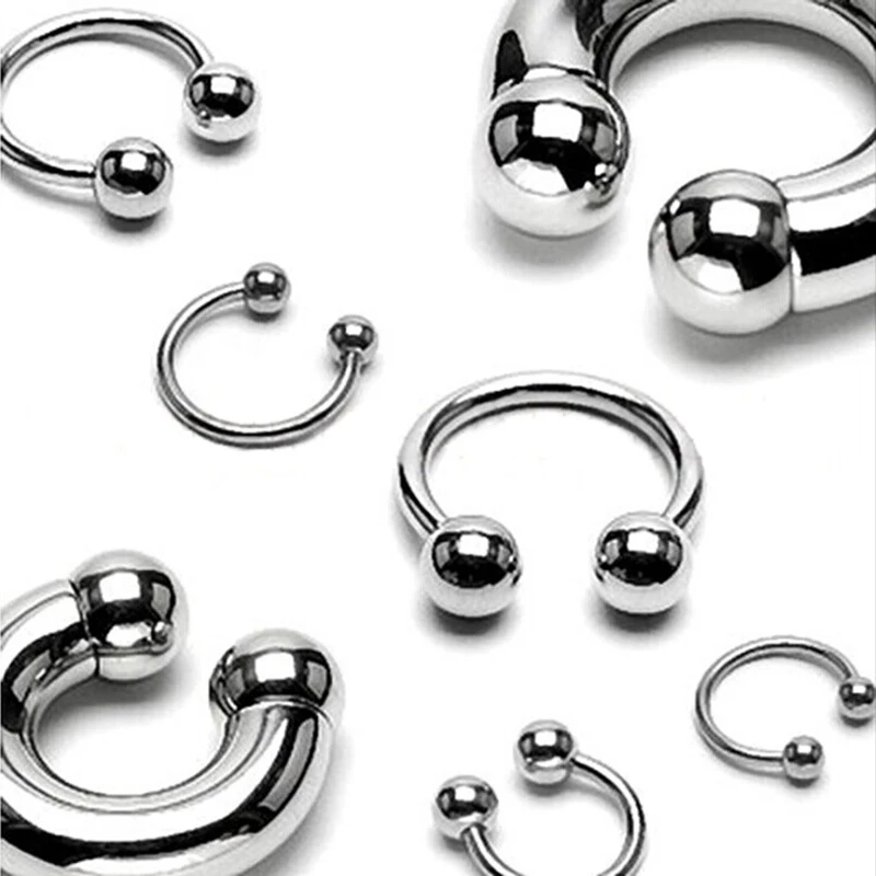 10pcs Fashion Lip Nose Hoop Balls Body Piercing Jewelry Shellhard Stainless Steel Horseshoe Bar Ear Ring Belly Button Femme|Украшения для