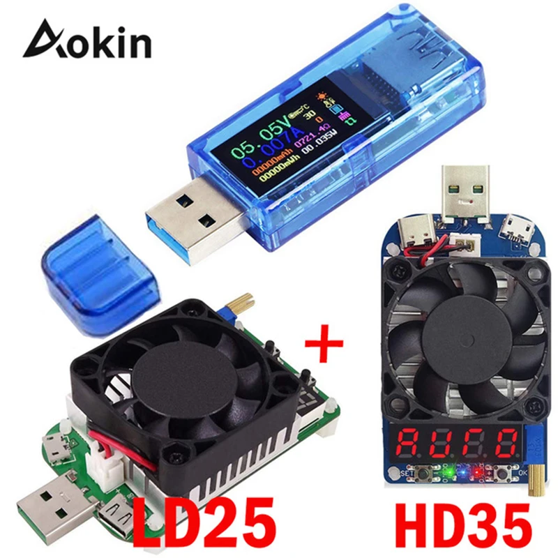 

USB 3.0 Voltmeter Ammeter voltage current meter With 25W 35W Load LD25 HD35 multimeter battery charge power bank Tester