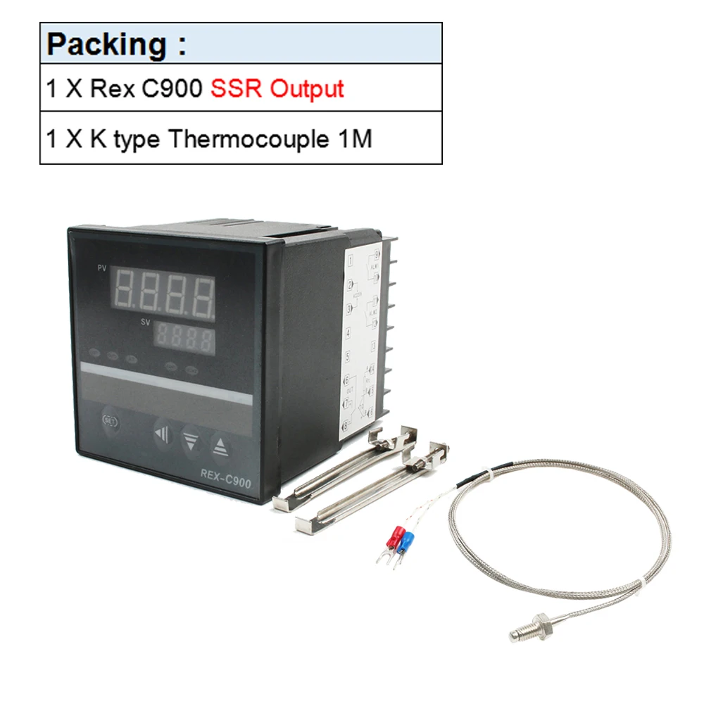 C-900 V and K type REX-C100, 400700 релейный выход PID термостат регулятор двойной цифровой регулятор температуры с термопарой K - Цвет: C-900 V and K type