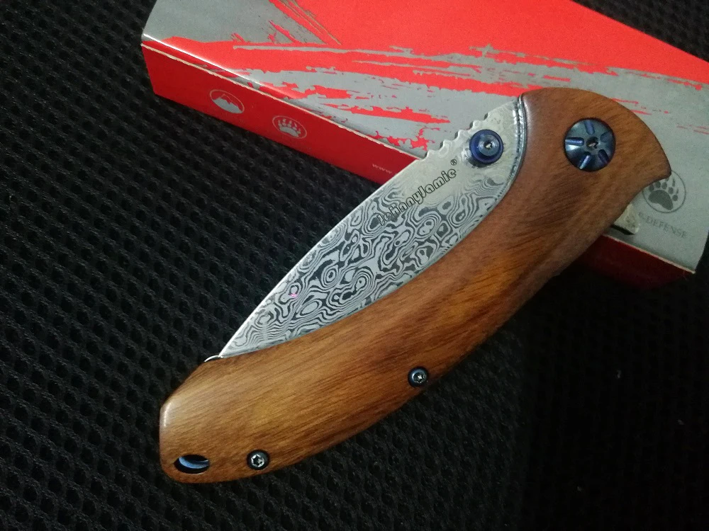 Jonnyjamie Dogbug C814DSW 3," дамасский карманный нож с деревянной ручкой Тактический шариковый подшипник Флиппер складные ножи для выживания EDC