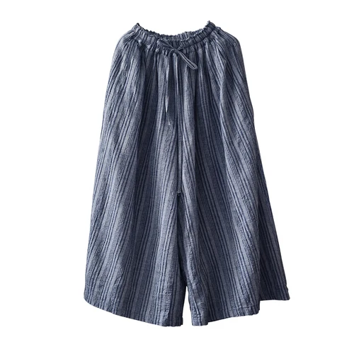 blue striped Модные женские брюки с длинным шаговым швом и широкими штанинами с вертикальными цветными полосками, Летние оригинальные свободные широкие брюки для девушек - Цвет: blue striped