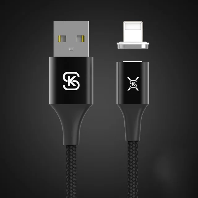 black ios cable SIKAI 0,5 m 3A нейлоновый Магнитный кабель Micro USB C кабель для Android 5A 1 м Магнитный кабель Автомобильное зарядное устройство для type C кабель освещения - Цвет: black ios cable