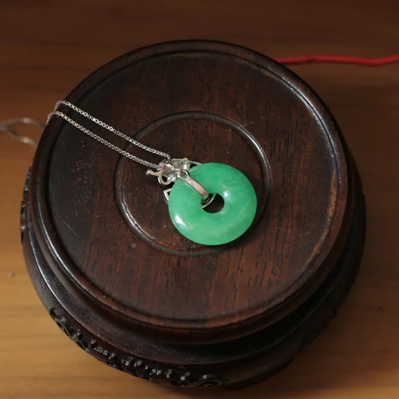 Женское ожерелье из серебра 925 пробы с натуральным зеленым камнем модные