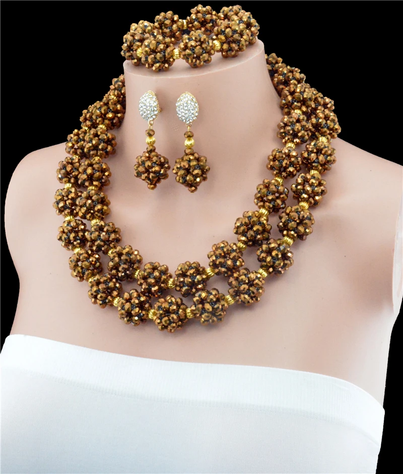 2016 Последние золотые африканские бусы для невест комплект ювелирных изделий