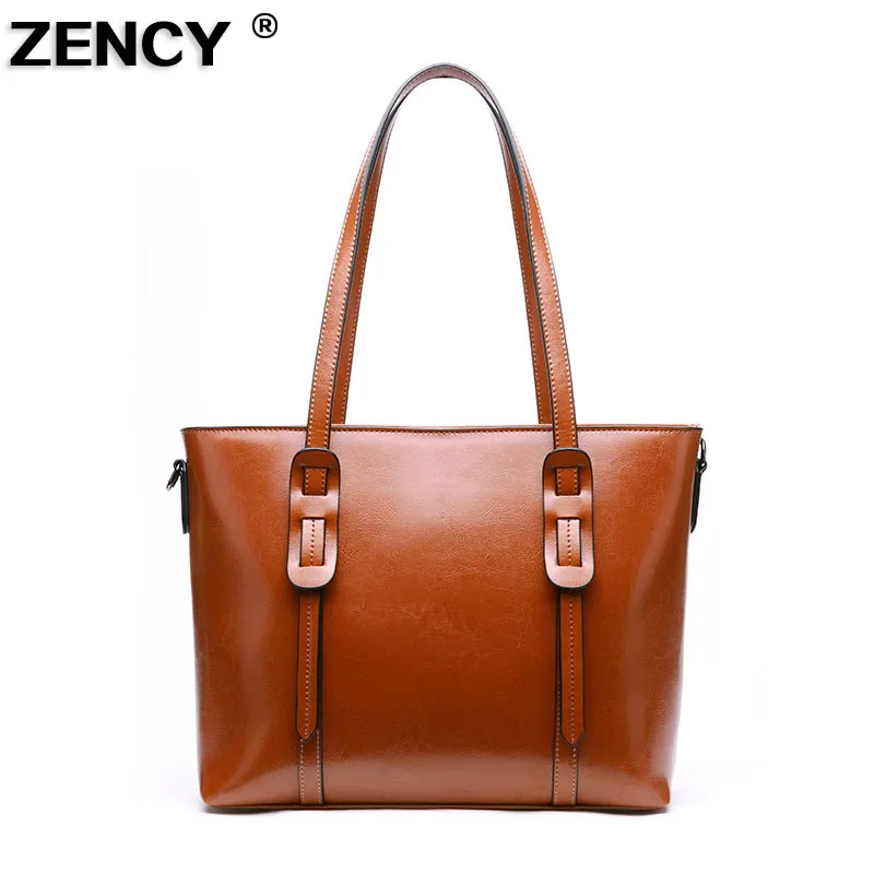 

Женская сумка-ведро ZENCY, из натуральной яловой кожи, через плечо, для шоппинга