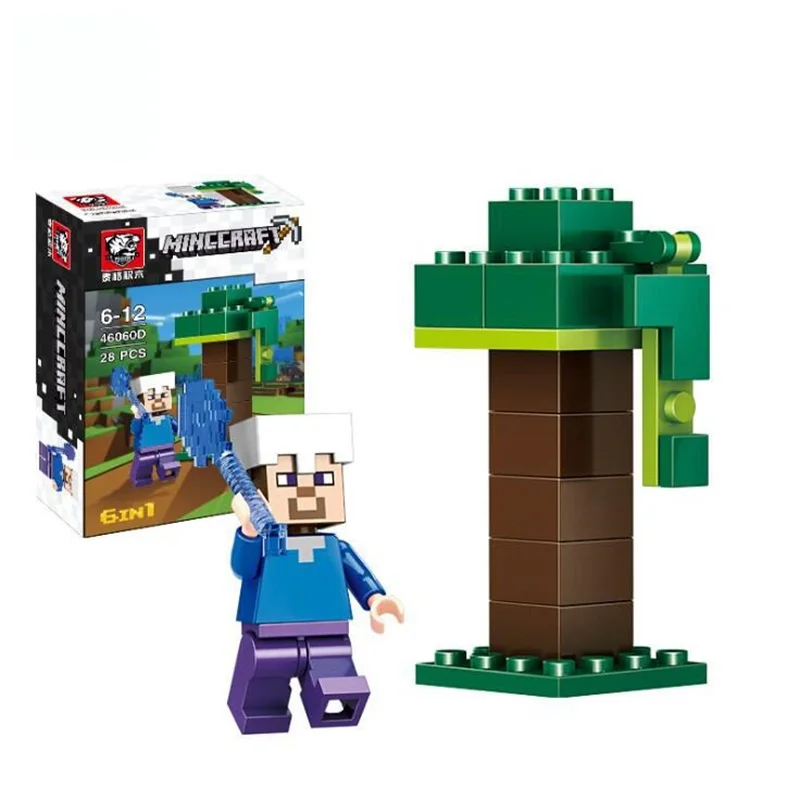 6 в 1 мой мир фигурки строительные блоки Совместимые Legoinglys Minecrafted Steve Alex Reuben DIY enleten