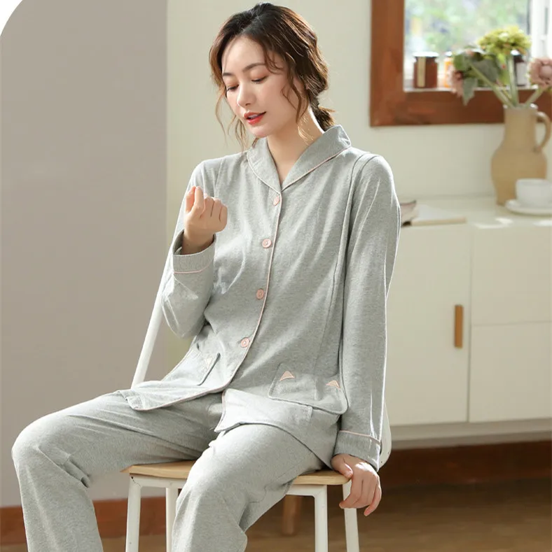 Новинка весенне-осенняя Пижама для беременных женщин Хлопковая пижама кормления