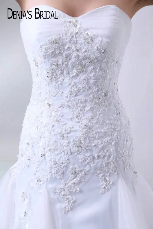 2017 Real Photos Sweetheart A-Line Wedding Dresses Pleats Appliques Floor-Length Chapel Train Long Bridal Gowns | Свадьбы и
