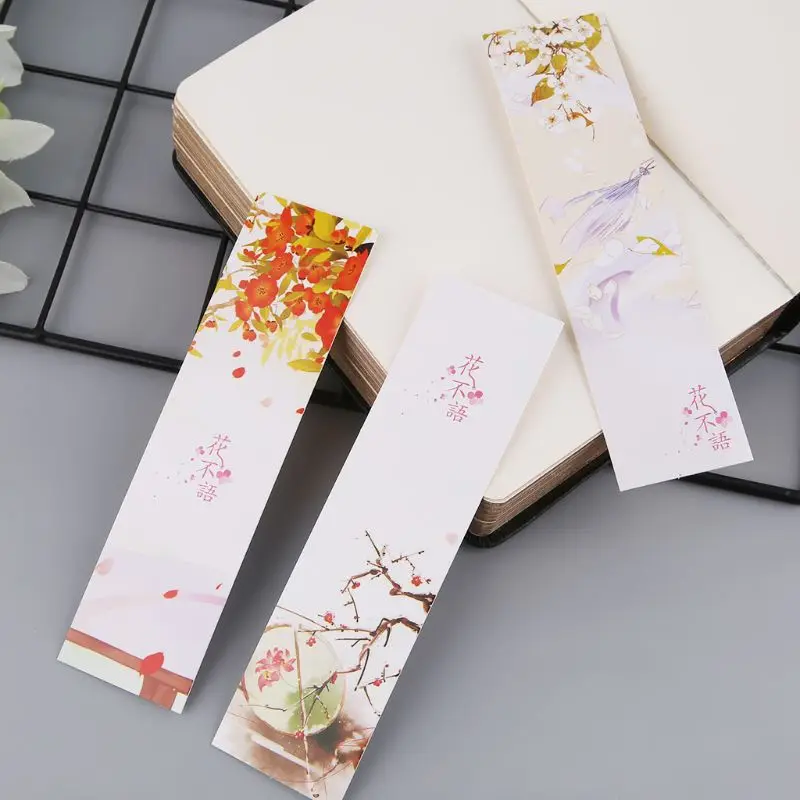 

30pcs Creative Chinese Style Paper Bookmarks Painting Cards Retro Beautiful Boxed Bookmark Commemorative Gifts