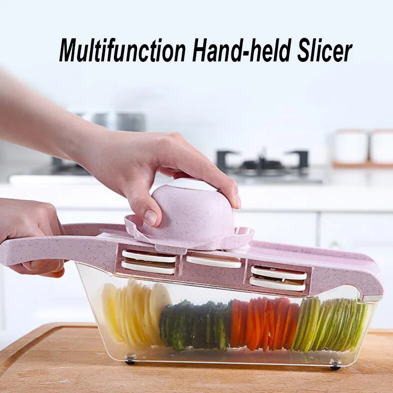 Multifunction Slicer Vegetable Cutter with Stainless Steel Blade Manual Potato Peeler Carrot Cheese Grater Dicer Kitchen Tool | Дом и сад