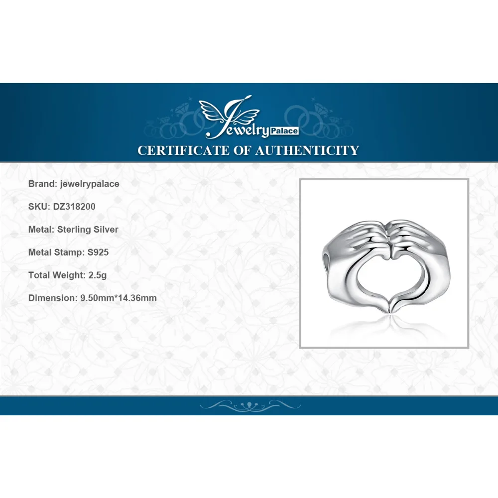 

JewelryPalace Hand To Hand 925 Sterling Silver Beads Charms Silver 925 Original For Bracelet Silver 925 original Jewelry Making