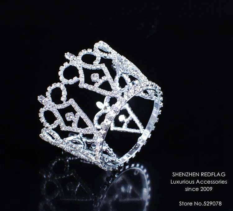 Мини-небольшой Диадема ручной работы волос Круглый Корона невесты головной убор ясно Стразы Кристалл Женские аксессуары для волос Серебряные ювелирные изделия