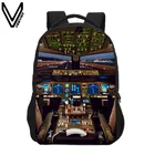 Рюкзак VEEVANV с принтом в виде кабины самолета для мальчиков и девочек-подростков, школьный рюкзак