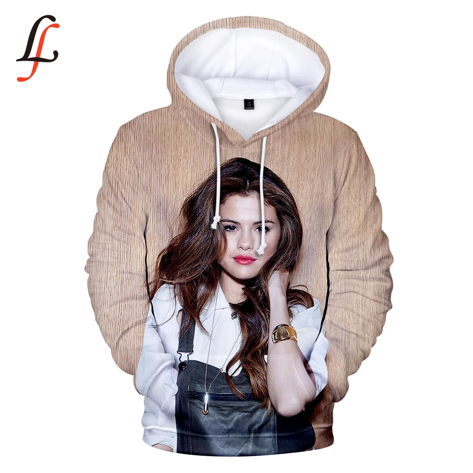 3D K Pop женские толстовки с капюшоном топы Selena Gomez сексуальный Повседневный Harajuku