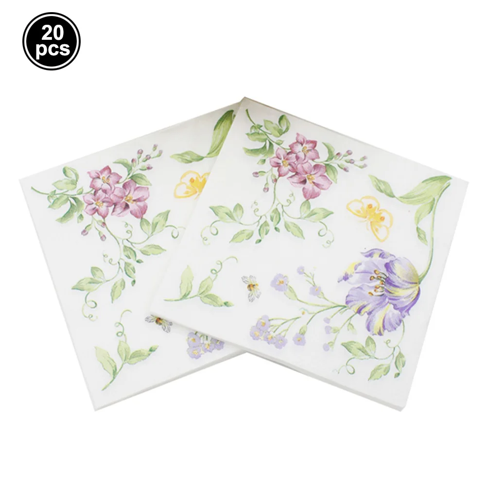 flower 1 20 шт бумажные салфетки для дня рождения, ананас, цветочные салфетки, декупаж, свадебные декорации, Гавайские вечерние принадлежности - Цвет: flower 1