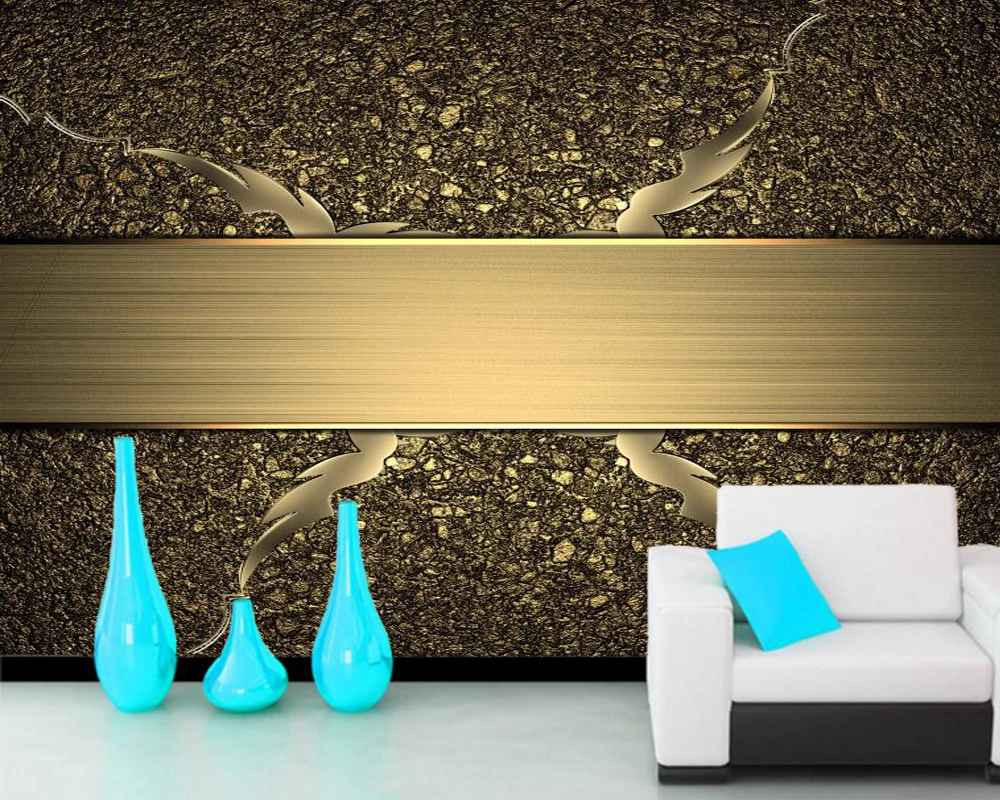 3d обои с текстурой Papel de parede Настенные золотого цвета для гостиной телевизора